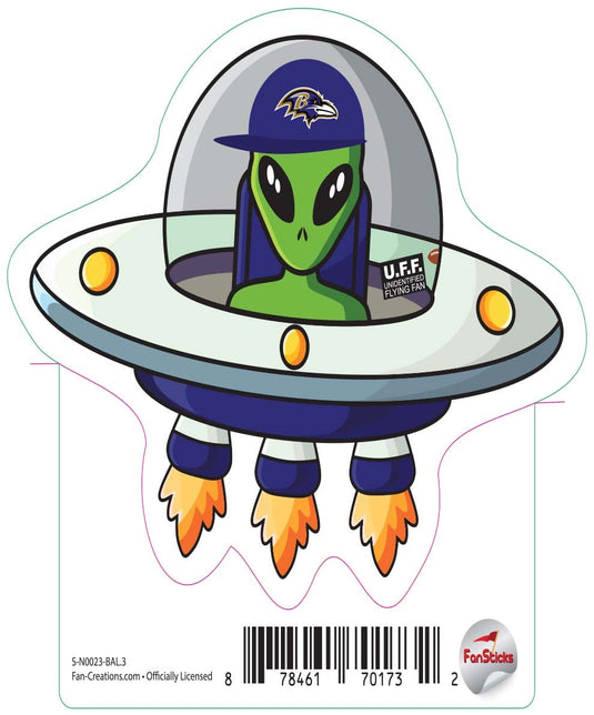 Fan Creations Decal Baltimore Ravens 3in Decal UFO Alien Fan