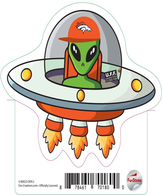 Fan Creations Decal Denver Broncos 3in Decal UFO Alien Fan