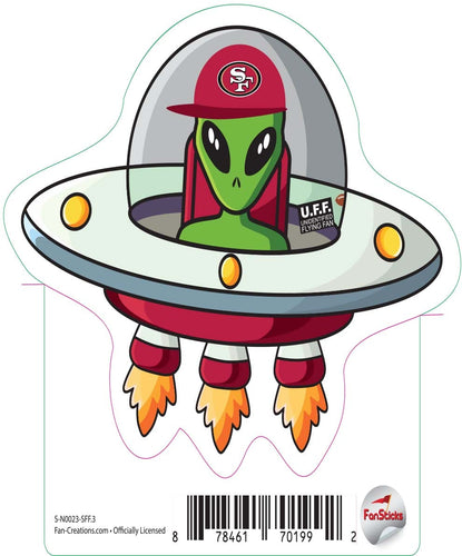 Fan Creations Decal San Francisco 49ers 3in Decal - UFO Alien Fan