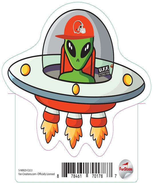 Fan Creations Decal Cleveland Browns 3in Decal UFO Alien Fan