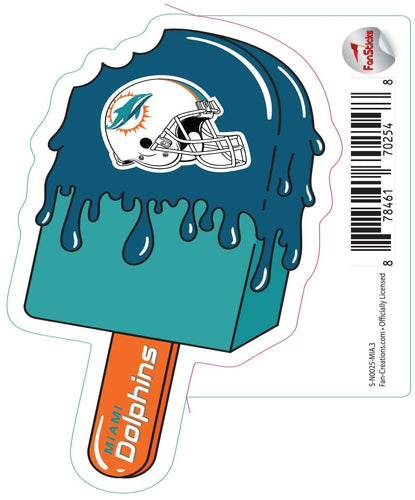 Fan Creations Decal Miami Dolphins 3in Decal Ice Cream Melting