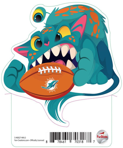 Fan Creations Decal Miami Dolphins 3in Decal Cat Monster