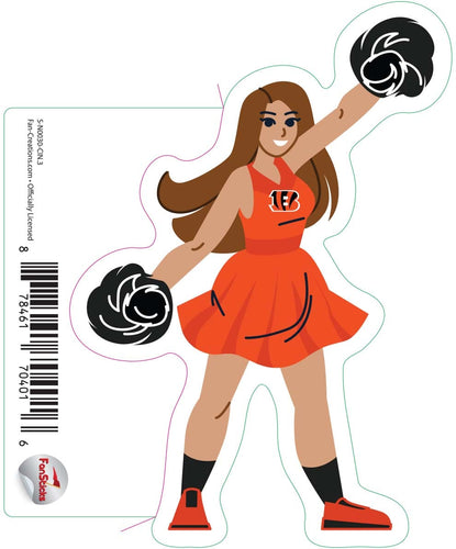 Fan Creations Decal Cincinnati Bengals 3in Decal Cheerleader - Both Legs Down