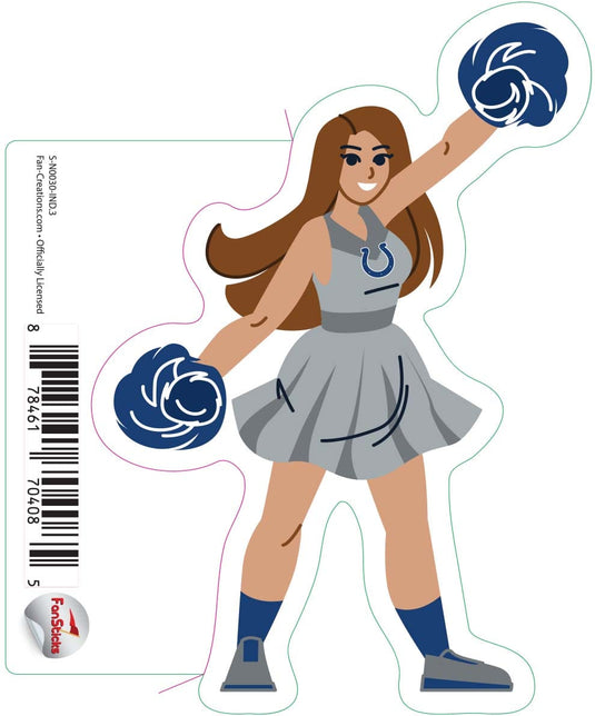 Fan Creations Decal Indianapolis Colts 3in Decal Cheerleader - Both Legs Down