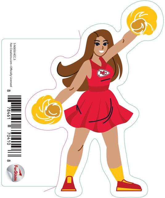 Fan Creations Decal Kansas City Chiefs 3in Decal Cheerleader - Both Legs Down