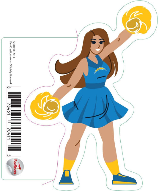 Fan Creations Decal Los Angeles Chargers 3in Decal Cheerleader - Both Legs Down