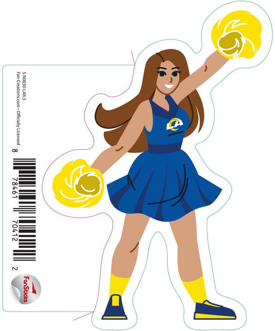 Fan Creations Decal Los Angeles Rams 3in Decal Cheerleader - Both Legs Down
