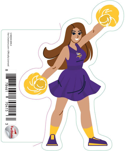 Fan Creations Decal Minnesota Vikings 3in Decal Cheerleader - Both Legs Down