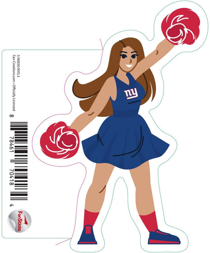 Fan Creations Decal New York Giants 3in Decal Cheerleader - Both Legs Down