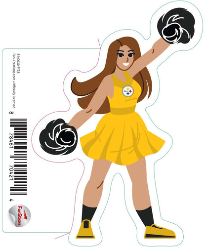 Fan Creations Decal Pittsburgh Steelers 3in Decal  Cheerleader (Both Legs Down)