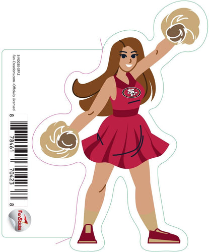 Fan Creations Decal San Francisco 49ers 3in Decal - Cheerleader (Both Legs Down)