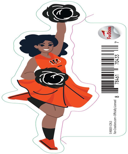 Fan Creations Decal Cincinnati Bengals 3in Decal Cheerleader - One Arm Up