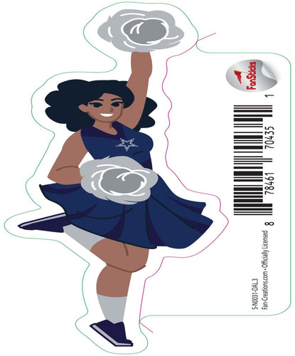 Fan Creations Decal Dallas Cowboys 3in Decal Cheerleader - One Arm Up