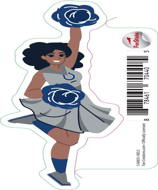 Fan Creations Decal Indianapolis Colts 3in Decal Cheerleader - One Arm Up
