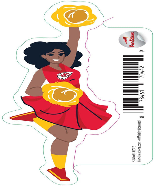 Fan Creations Decal Kansas City Chiefs 3in Decal Cheerleader - One Arm Up