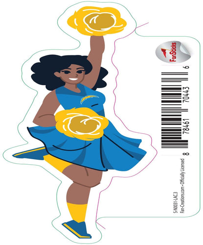 Fan Creations Decal Los Angeles Chargers 3in Decal Cheerleader - One Arm Up