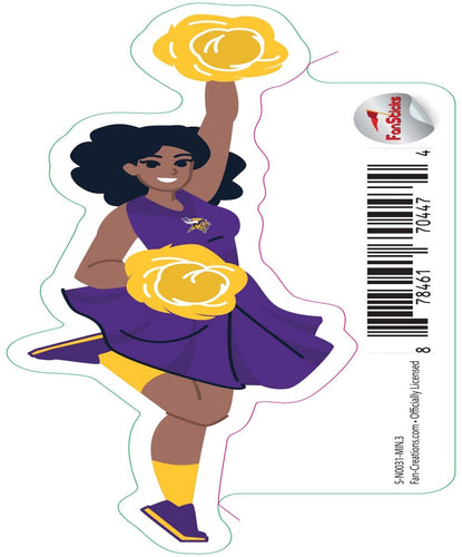 Fan Creations Decal Minnesota Vikings 3in Decal Cheerleader - One Arm Up