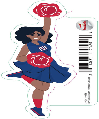 Fan Creations Decal New York Giants 3in Decal Cheerleader - One Arm Up