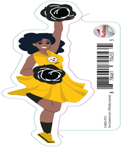 Fan Creations Decal Pittsburgh Steelers 3in Decal  Cheerleader (One Arm Up)