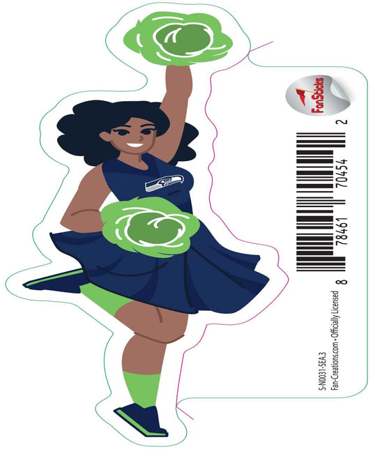 Fan Creations Decal Seattle Seahawks 3in Decal - Cheerleader (One Arm Up)