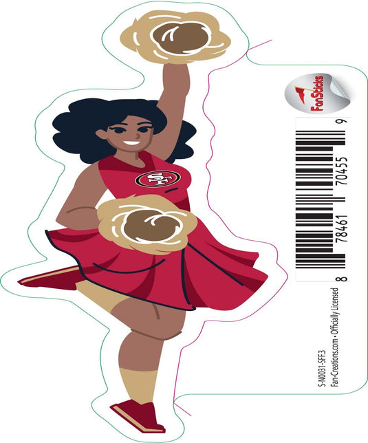 Fan Creations Decal San Francisco 49ers 3in Decal - Cheerleader (One Arm Up)