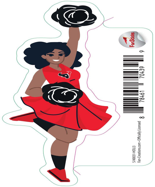 Fan Creations Decal Houston Texans 3in Decal Cheerleader - One Arm Up