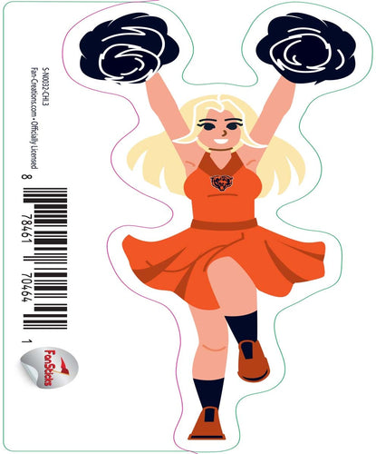 Fan Creations Decal Chicago Bears 3in Decal Cheerleader - Both Arms Up