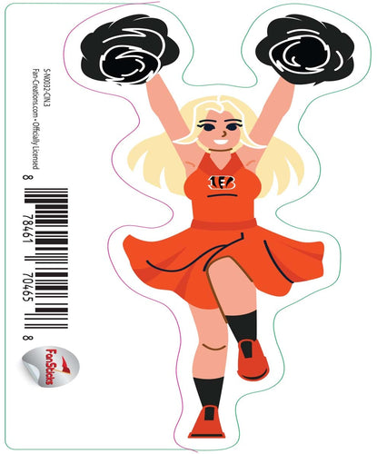 Fan Creations Decal Cincinnati Bengals 3in Decal Cheerleader - Both Arms Up