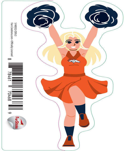 Fan Creations Decal Denver Broncos 3in Decal Cheerleader - Both Arms Up