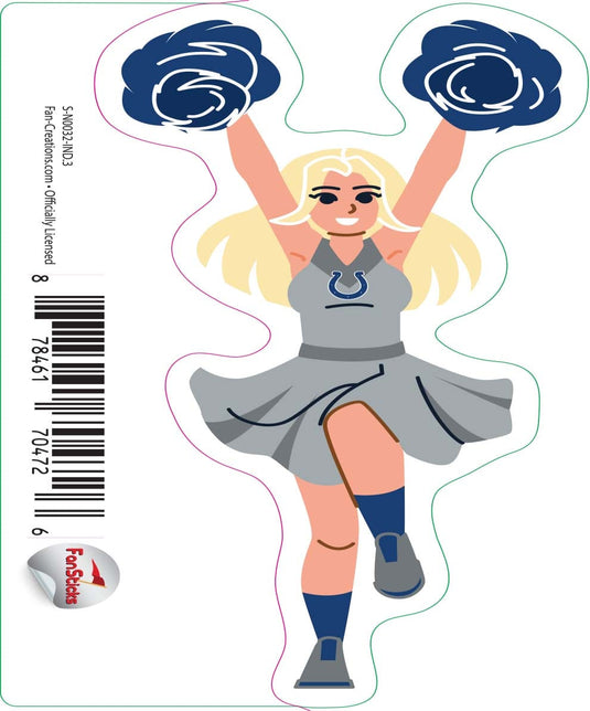 Fan Creations Decal Indianapolis Colts 3in Decal Cheerleader - Both Arms Up