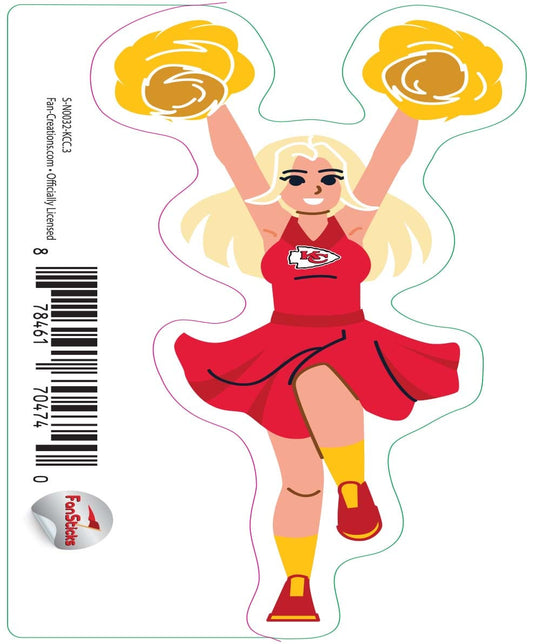 Fan Creations Decal Kansas City Chiefs 3in Decal Cheerleader - Both Arms Up