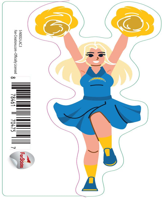 Fan Creations Decal Los Angeles Chargers 3in Decal Cheerleader - Both Arms Up