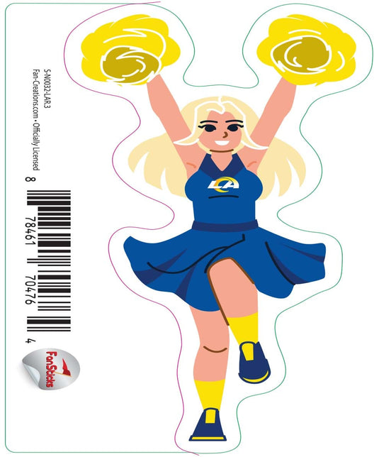 Fan Creations Decal Los Angeles Rams 3in Decal Cheerleader - Both Arms Up