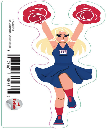 Fan Creations Decal New York Giants 3in Decal Cheerleader - Both Arms Up
