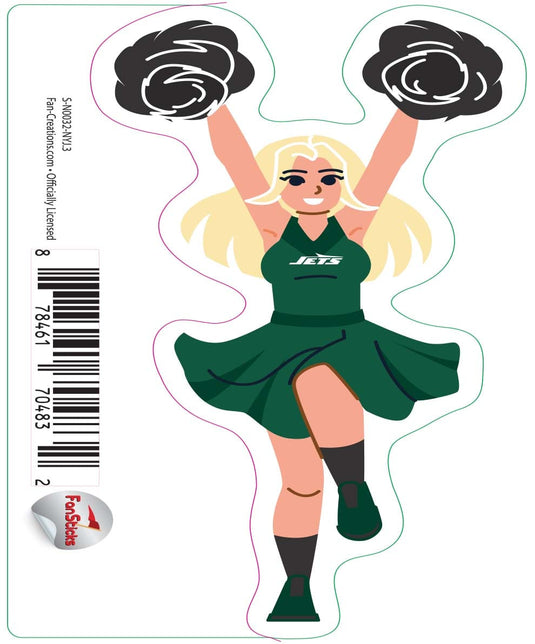 Fan Creations Decal New York Jets 3in Decal Cheerleader - Both Arms Up