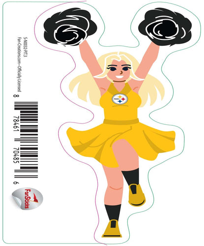 Fan Creations Decal Pittsburgh Steelers 3in Decal  Cheerleader (Both Arms Up)
