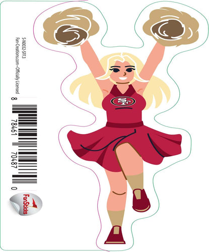 Fan Creations Decal San Francisco 49ers 3in Decal - Cheerleader (Both Arms Up)