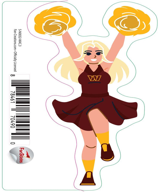 Fan Creations Decal Washington Commanders 3in Decal - Cheerleader (Both Arms Up)