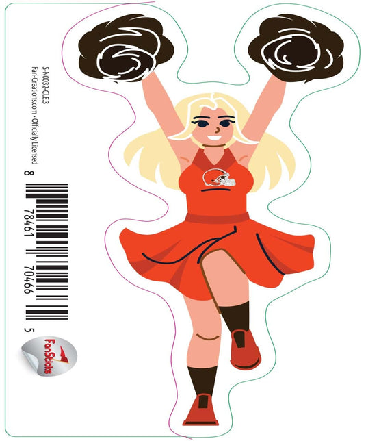 Fan Creations Decal Cleveland Browns 3in Decal Cheerleader - Both Arms Up