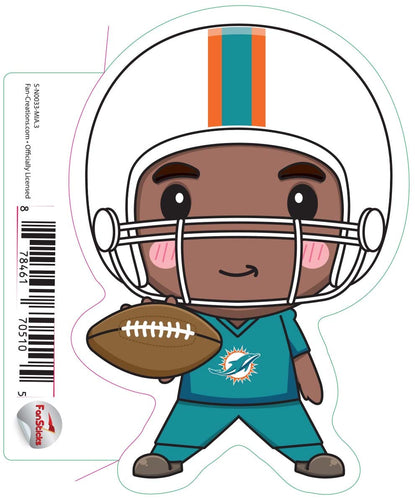 Fan Creations Decal Miami Dolphins 3in Decal Anime Football Player - Legs Apart