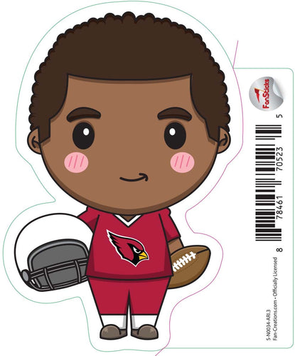 Fan Creations Decal Arizona Cardinals 3in Decal Anime Football Player - Holding Football and Helmet