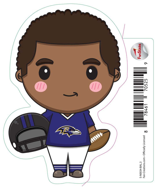 Fan Creations Decal Baltimore Ravens 3in Decal Anime Football Player - Holding Football and Helmet