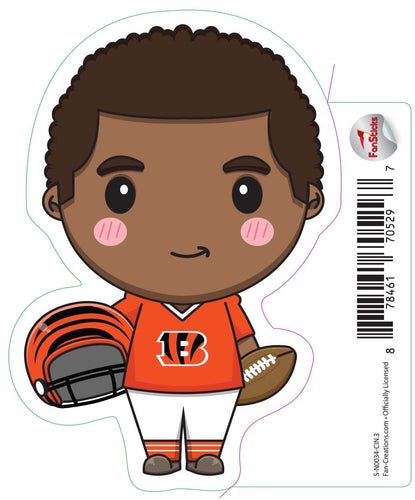 Fan Creations Decal Cincinnati Bengals 3in Decal Anime Football Player - Holding Football and Helmet