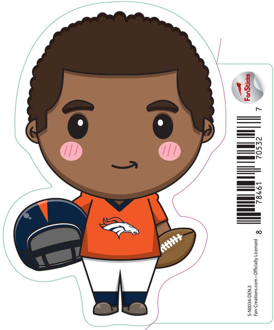 Fan Creations Decal Denver Broncos 3in Decal Anime Football Player - Holding Football and Helmet