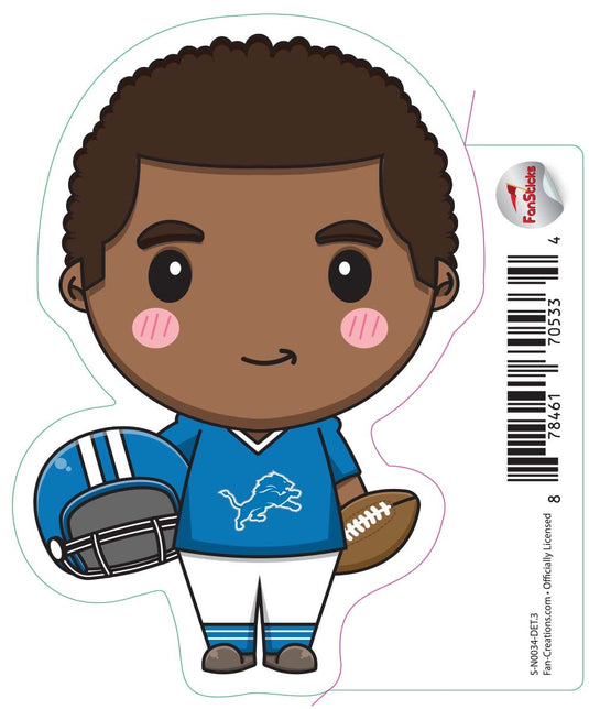 Fan Creations Decal Detroit Lions 3in Decal Anime Football Player - Holding Football and Helmet