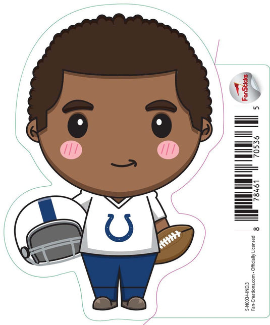 Fan Creations Decal Indianapolis Colts 3in Decal Anime Football Player - Holding Football and Helmet