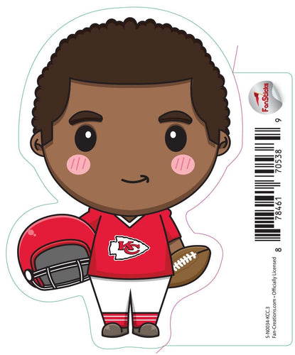 Fan Creations Decal Kansas City Chiefs 3in Decal Anime Football Player - Holding Football and Helmet