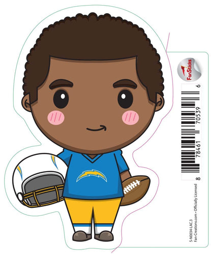 Fan Creations Decal Los Angeles Chargers 3in Decal Anime Football Player - Holding Football and Helmet