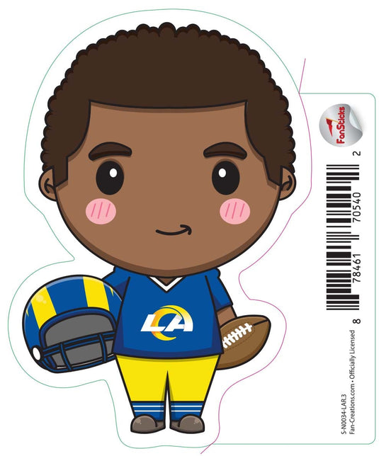 Fan Creations Decal Los Angeles Rams 3in Decal Anime Football Player - Holding Football and Helmet