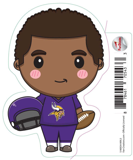 Fan Creations Decal Minnesota Vikings 3in Decal Anime Football Player - Holding Football and Helmet